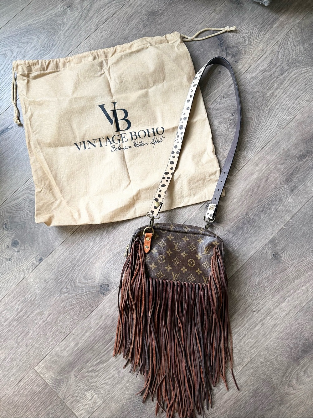 Vintage Boho Traveler Louis Vuitton Brown Monogram Fringe Crossbody Bag